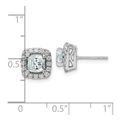 14K White Gold Aquamarine and Lab-Grown Diamond Earrings – view 4