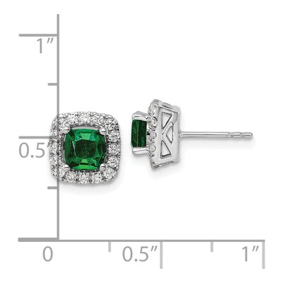 14k White Gold Lab-Created Emerald Diamond Halo Earrings – view 4