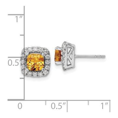14K White Gold Citrine and Lab-Grown Diamond Earrings – view 4