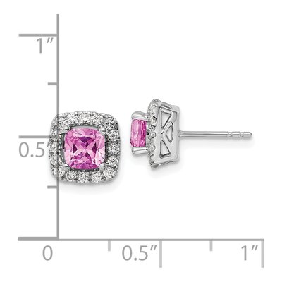 14K White Gold 3/8 ct tw 5mm Cushion Lab-Grown Diamond Halo Stud Earrings – view 4