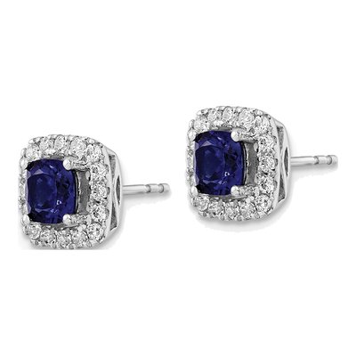 14K White Gold Lab-Created Sapphire and Lab-Grown Diamond Earrings – view 2