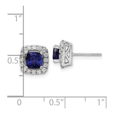 14K White Gold Lab-Created Sapphire and Lab-Grown Diamond Earrings – view 4