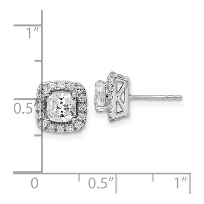 14K White Gold 3/8 ct tw 5mm Cushion Lab-Grown Diamond Halo Stud Earrings – view 4