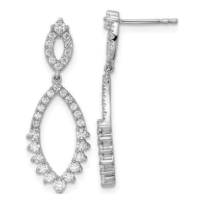 14K White Gold 3/4 ct tw Lab-Grown Diamond Dangle Earrings