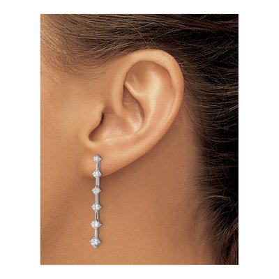 14K White Gold 1 ct tw Lab-Grown Diamond Six Dangle Earrings – view 4