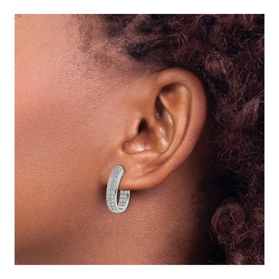 14K White Gold 1 ct tw 19mm Lab-Grown Diamond Hoop Earrings – view 3