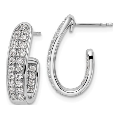 14K White Gold 1 ct tw 19mm Lab-Grown Diamond Hoop Earrings