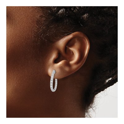 14K White Gold 1 ct tw 21mm Lab-Grown Diamond J- Hoop Earrings – view 4