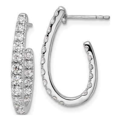14K White Gold 1 ct tw 21mm Lab-Grown Diamond J- Hoop Earrings