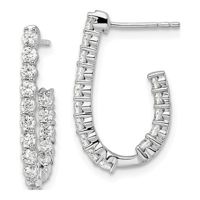 14K White Gold 1 ct tw 20mm Lab-Grown Diamond Inside-Out Hoop Earrings