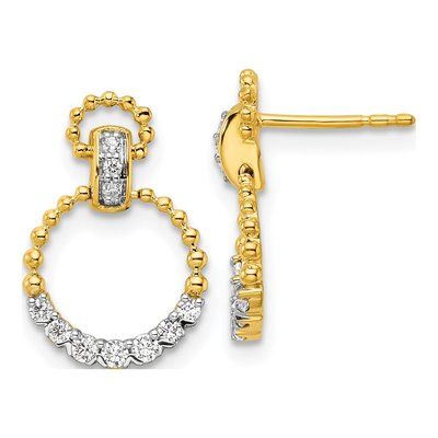 14K Yellow Gold 1/4 ct tw Lab-Grown Diamond Circle Dangle Earrings