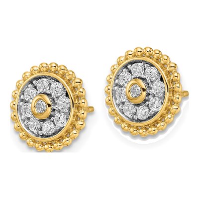 14K Yellow Gold 1/3 ct tw 1.6mm Round Lab-Grown Diamond Circle Stud Earrings – view 2