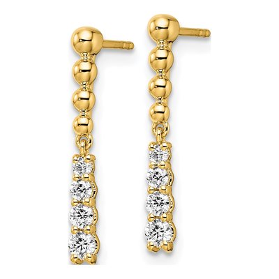 14K Yellow Gold 1/3 ct tw Lab-Grown Diamond Bar Dangle Earrings – view 3