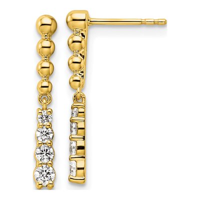 14K Yellow Gold 1/3 ct tw Lab-Grown Diamond Bar Dangle Earrings