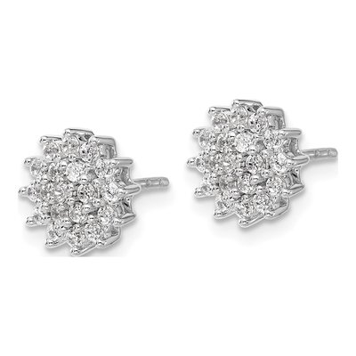14K White Gold 1/2 ct tw 1.5mm Round Lab-Grown Diamond Cluster Stud Earrings – view 2