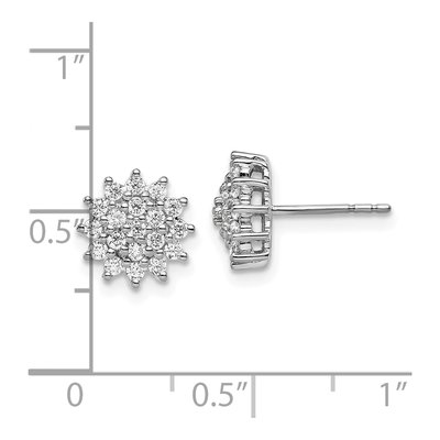 14K White Gold 1/2 ct tw 1.5mm Round Lab-Grown Diamond Cluster Stud Earrings – view 4