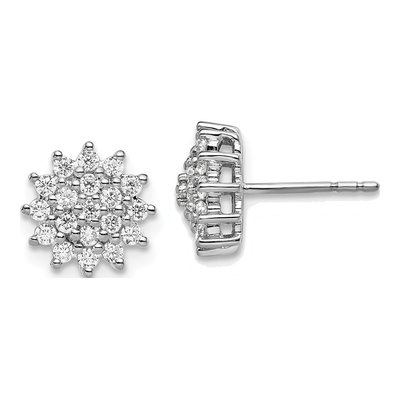 14K White Gold 1/2 ct tw 1.5mm Round Lab-Grown Diamond Cluster Stud Earrings