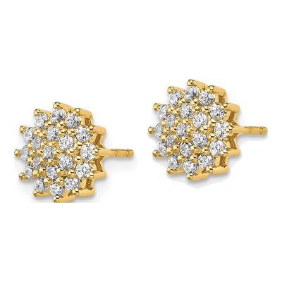 14K Yellow Gold 1/2 ct tw 1.5mm Round Lab-Grown Diamond Cluster Stud Earrings – view 2