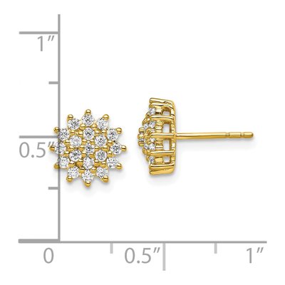 14K Yellow Gold 1/2 ct tw 1.5mm Round Lab-Grown Diamond Cluster Stud Earrings – view 4