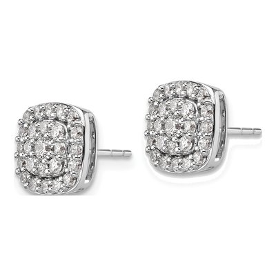 14K White Gold 7/8 ct tw 2.5mm Round Lab-Grown Diamond Halo Stud Earrings – view 2
