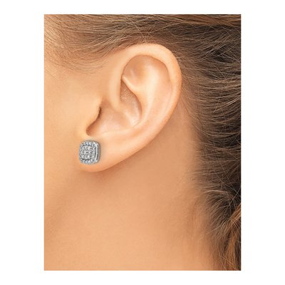 14K White Gold 7/8 ct tw 2.5mm Round Lab-Grown Diamond Halo Stud Earrings – view 3