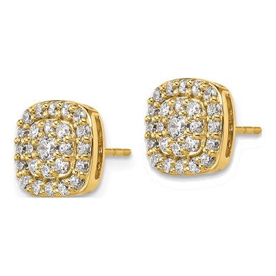 14K Yellow Gold 7/8 ct tw 2.5mm Round Lab-Grown Diamond Halo Stud Earrings – view 2