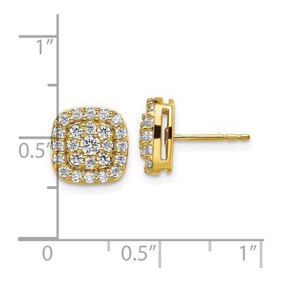 14K Yellow Gold 7/8 ct tw 2.5mm Round Lab-Grown Diamond Halo Stud Earrings – view 4