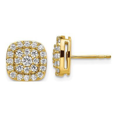 14K Yellow Gold 7/8 ct tw 2.5mm Round Lab-Grown Diamond Halo Stud Earrings