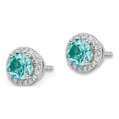 14K White Gold Lab-Grown Diamond & Paraiba Earrings – view 2
