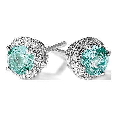 14K White Gold Lab-Grown Diamond & Paraiba Earrings – view 5