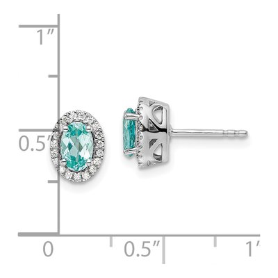 14K White Gold Lab Paraiba & Diamond Button Earrings – view 4