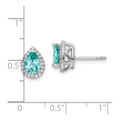 14K White Gold Pure Serenity Lab-Grown Diamond And Pear Created Paraiba Earrings – view 5