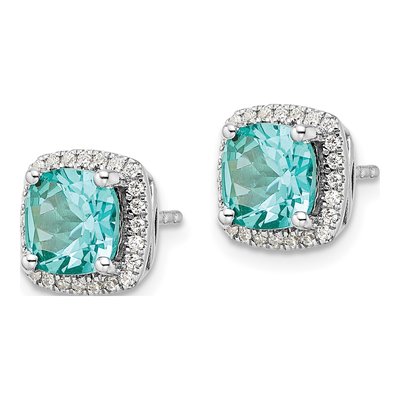 14K White Gold Lab Paraiba & Diamond Earrings – view 2