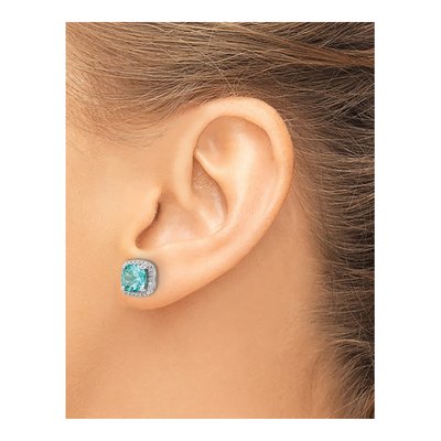 14K White Gold Lab Paraiba & Diamond Earrings – view 3