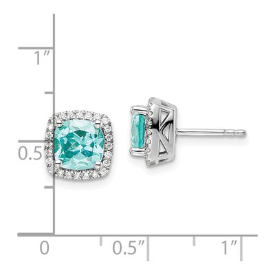 14K White Gold Lab Paraiba & Diamond Earrings – view 4