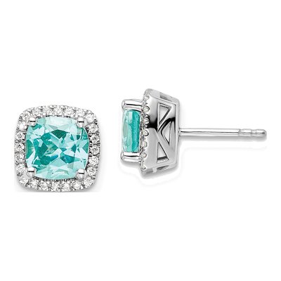 14K White Gold Lab Paraiba & Diamond Earrings