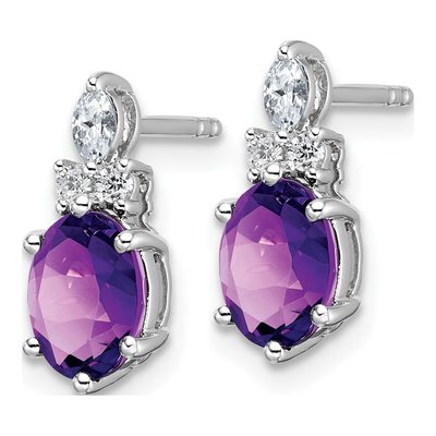 14K White Gold 1/6 ct tw Amethyst & Diamond Dangle Earrings – view 2