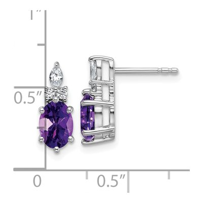 14K White Gold 1/6 ct tw Amethyst & Diamond Dangle Earrings – view 3