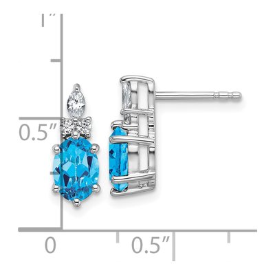 14K White Gold 1/6 ct tw Blue Topaz & Diamond Dangle Earrings – view 3