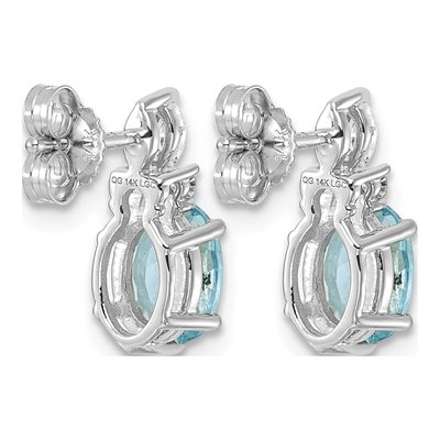 14K White Gold 1/6 ct tw Blue Topaz & Diamond Dangle Earrings – view 4