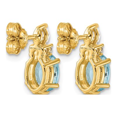 14K Yellow Gold 1/6 ct tw Blue Topaz & Diamond Dangle Earrings – view 4