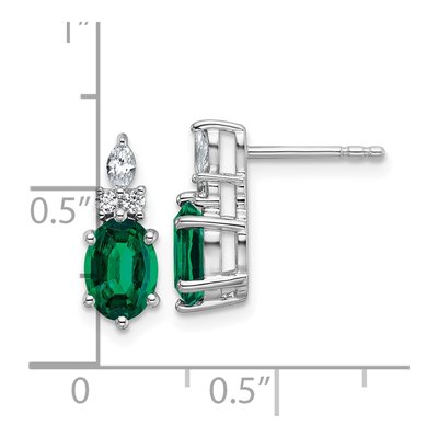 14K White Gold 1/6 ct tw Lab-Created Emerald & Diamond Oval May Stud Earrings – view 3