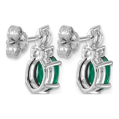 14K White Gold 1/6 ct tw Lab-Created Emerald & Diamond Oval May Stud Earrings – view 4
