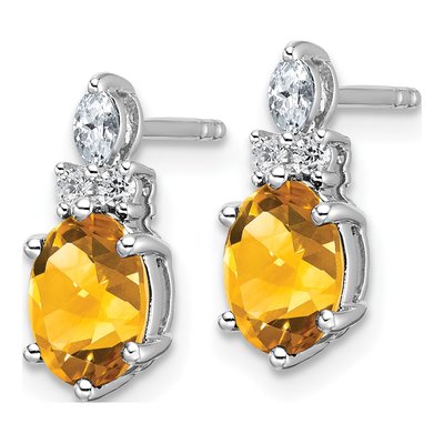 14K White Gold 1/6 ct tw Citrine & Diamond Dangle Earrings – view 2