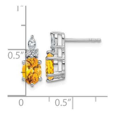 14K White Gold 1/6 ct tw Citrine & Diamond Dangle Earrings – view 3