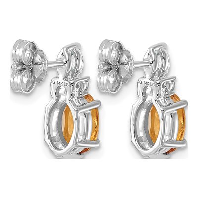 14K White Gold 1/6 ct tw Citrine & Diamond Dangle Earrings – view 4