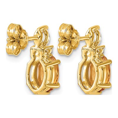 14K Yellow Gold 1/6 ct tw Citrine & Diamond Dangle Earrings – view 4