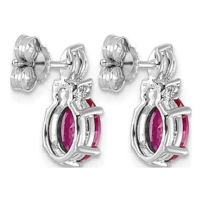 14K White Gold 1/6 ct tw Lab-Created Ruby & Diamond Oval July Stud Earrings – view 4