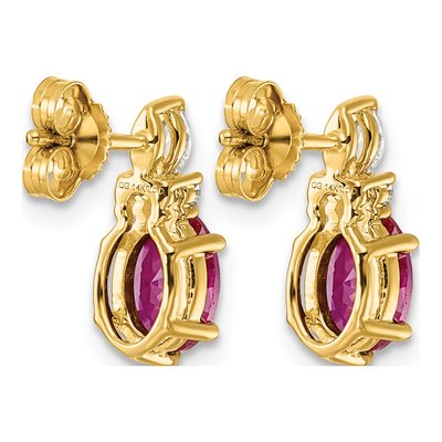 14K Yellow Gold 1/6 ct tw Oval Lab-Created Ruby & Diamond Button Stud Earrings – view 4