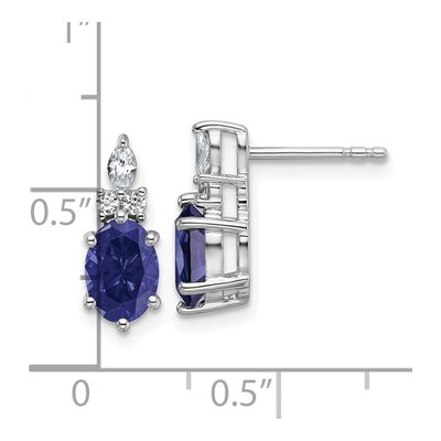 14K White Gold 1/6 ct tw Lab-Created Sapphire & Diamond Oval September Stud Earrings – view 3